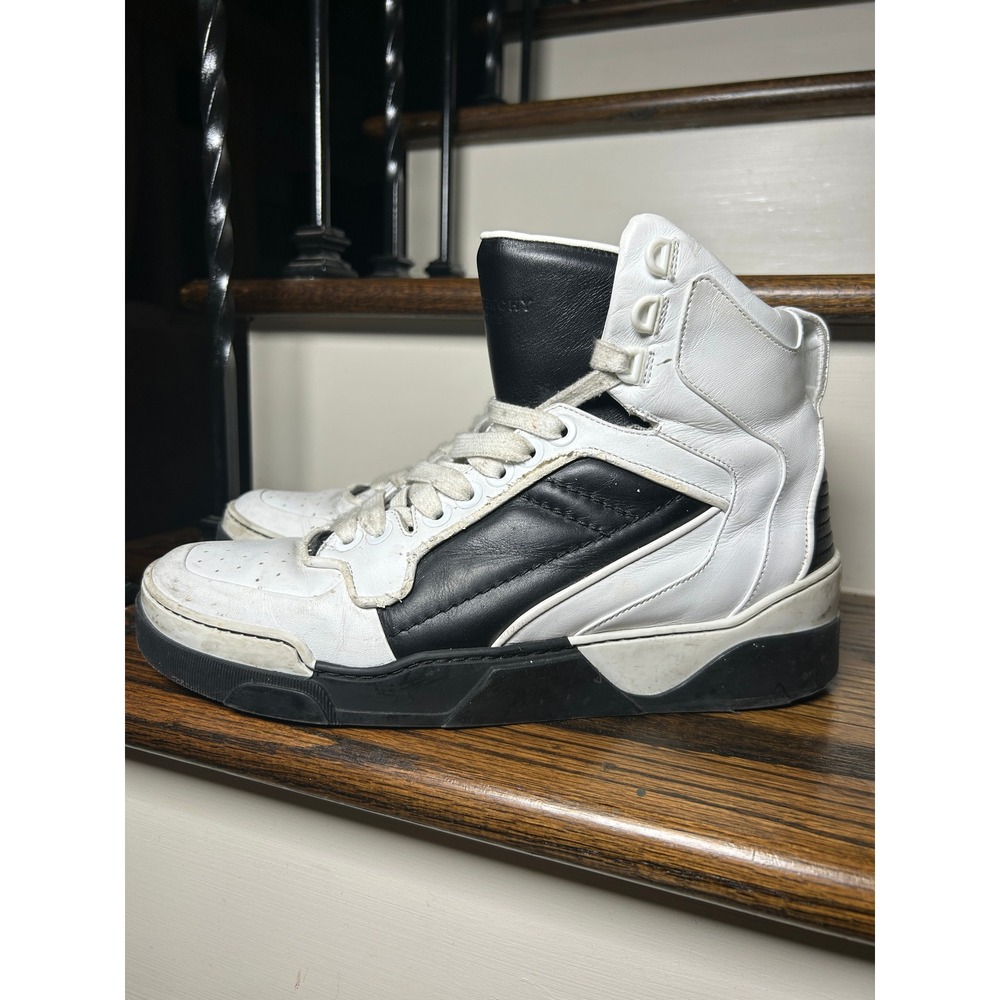 Givenchy Tyson High Top Sneakers Black White Leather Mens Size 43 Italy Skater
